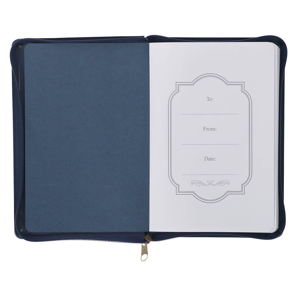 Journal Zip Navy Be Strong & Courageous Josh. 1:9