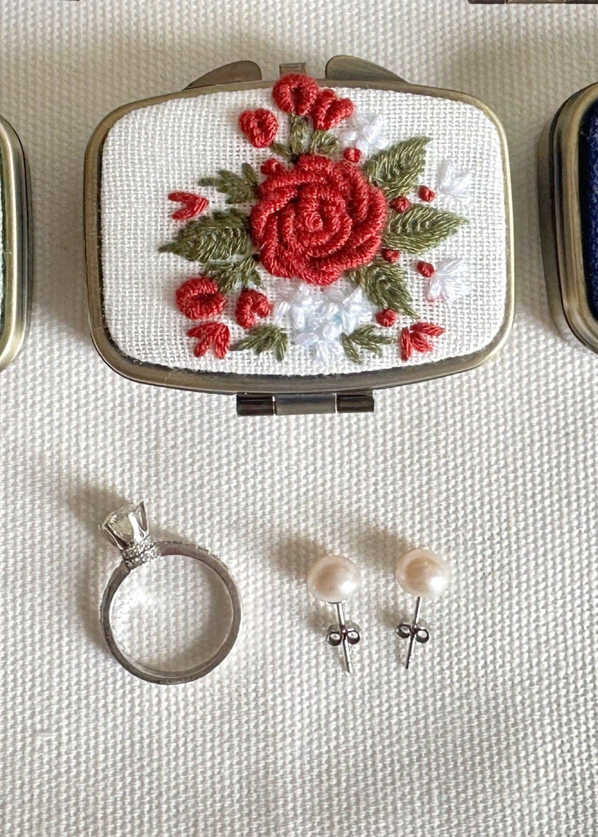 Red Rose Mini Jewelry Box with Mirror