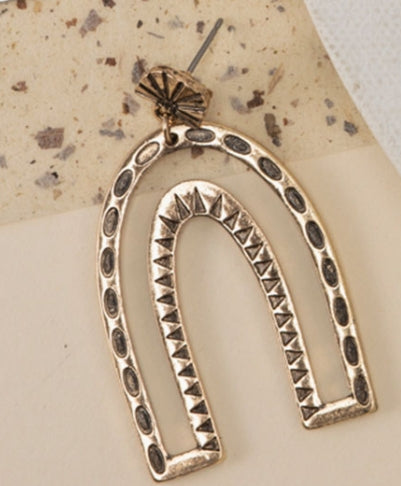Brass Arch Shaped Drop Post Earring