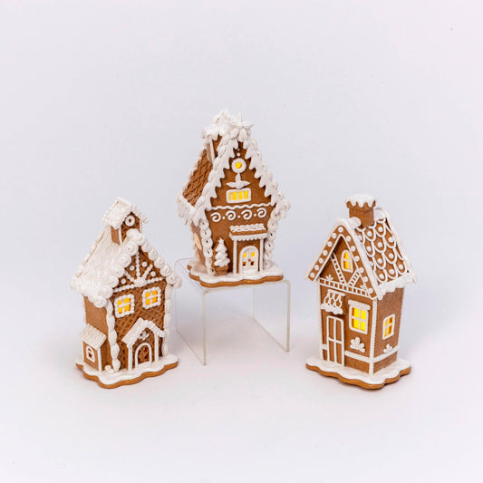 Gingerbread house 7"H B/O Lighted