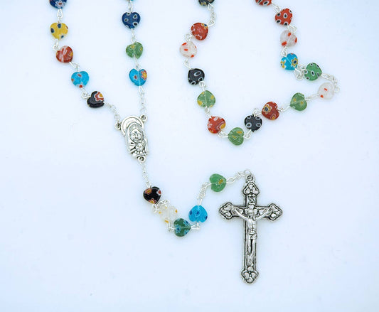 Murano Glass Heart Rosary