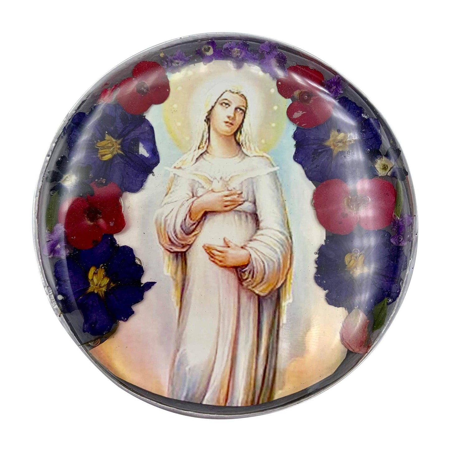 Our Lady of Hope Rosary Box with Pressed Flowers