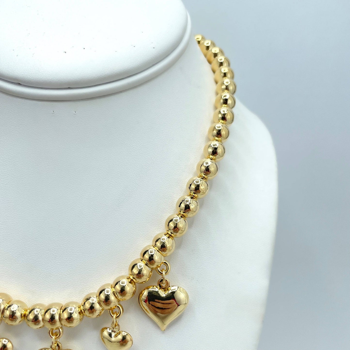 18K Bead and Heart Necklace