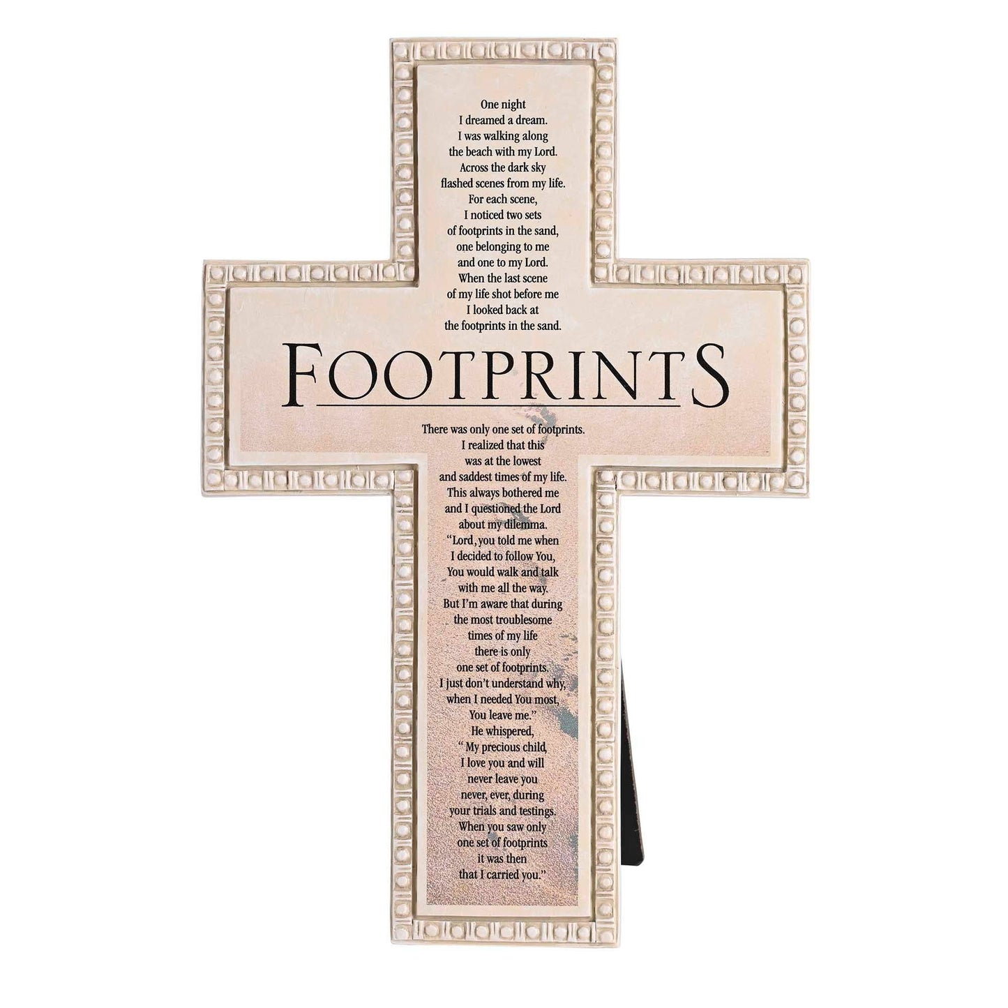 Footprints Poem Tabletop Beaded Cross