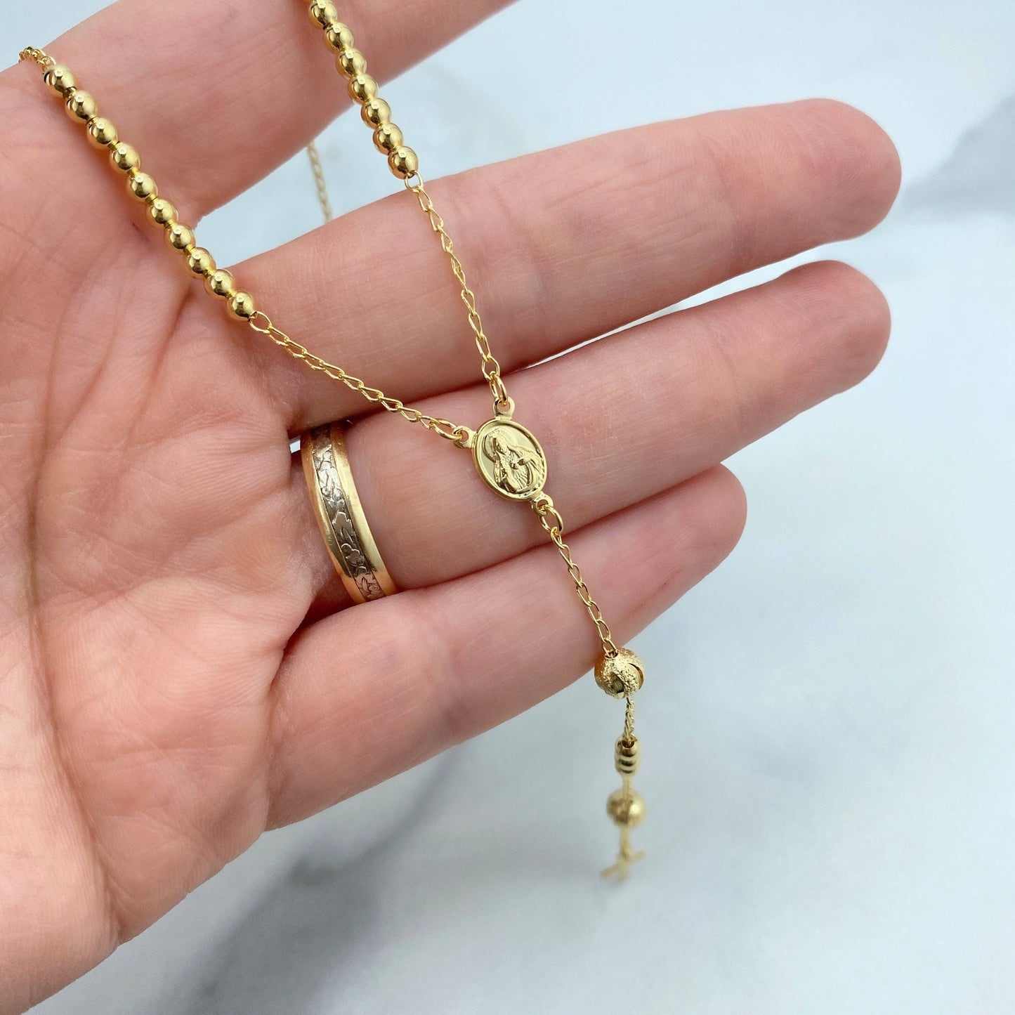 Jesus Christ Rosary 18k Gold Filled Gold Beads