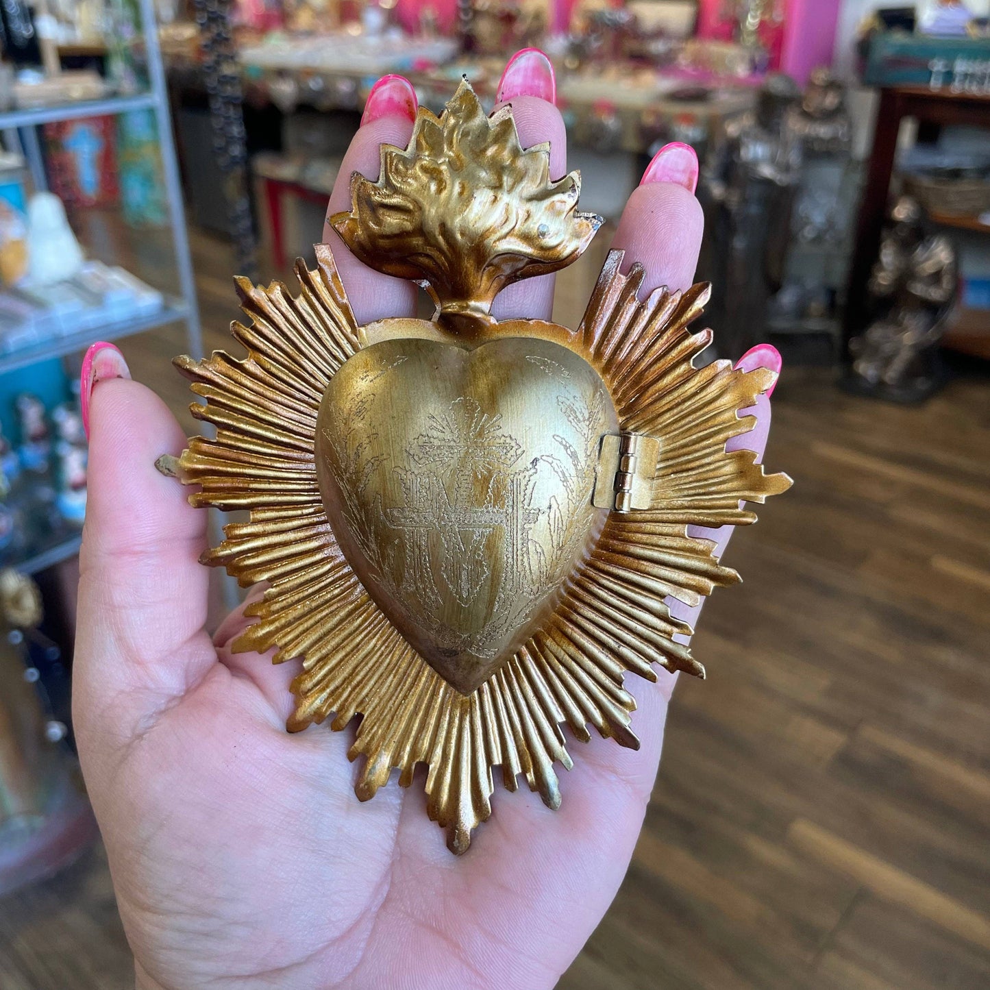 Flaming Sacred Gold Heart