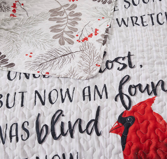 "Cardinals Amazing Grace" Inspirational Quilted Throw