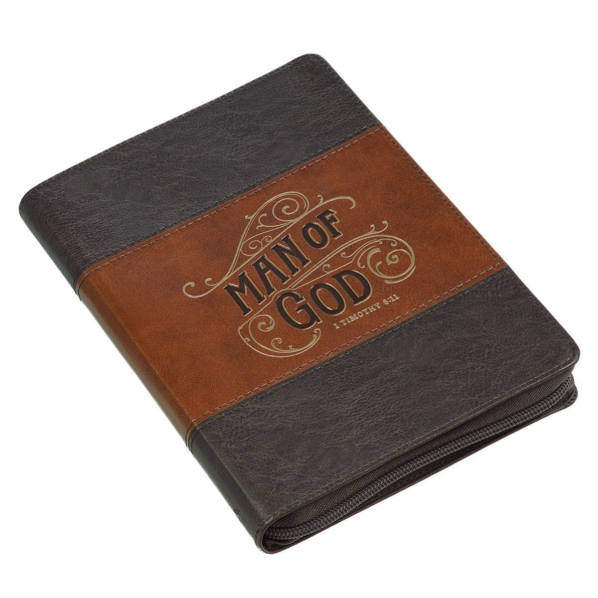 Journal Zip Brown 2tone Man of God 1 Tim. 6:11