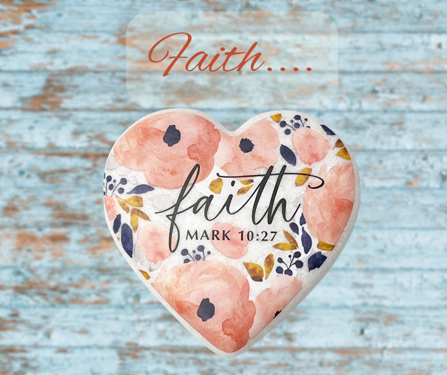 Heart Stone Floral Faith Pink