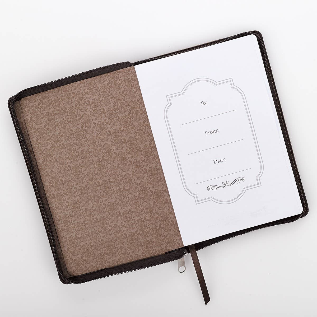 Journal Zip Brown 2-tone Be Strong Josh. 1:9