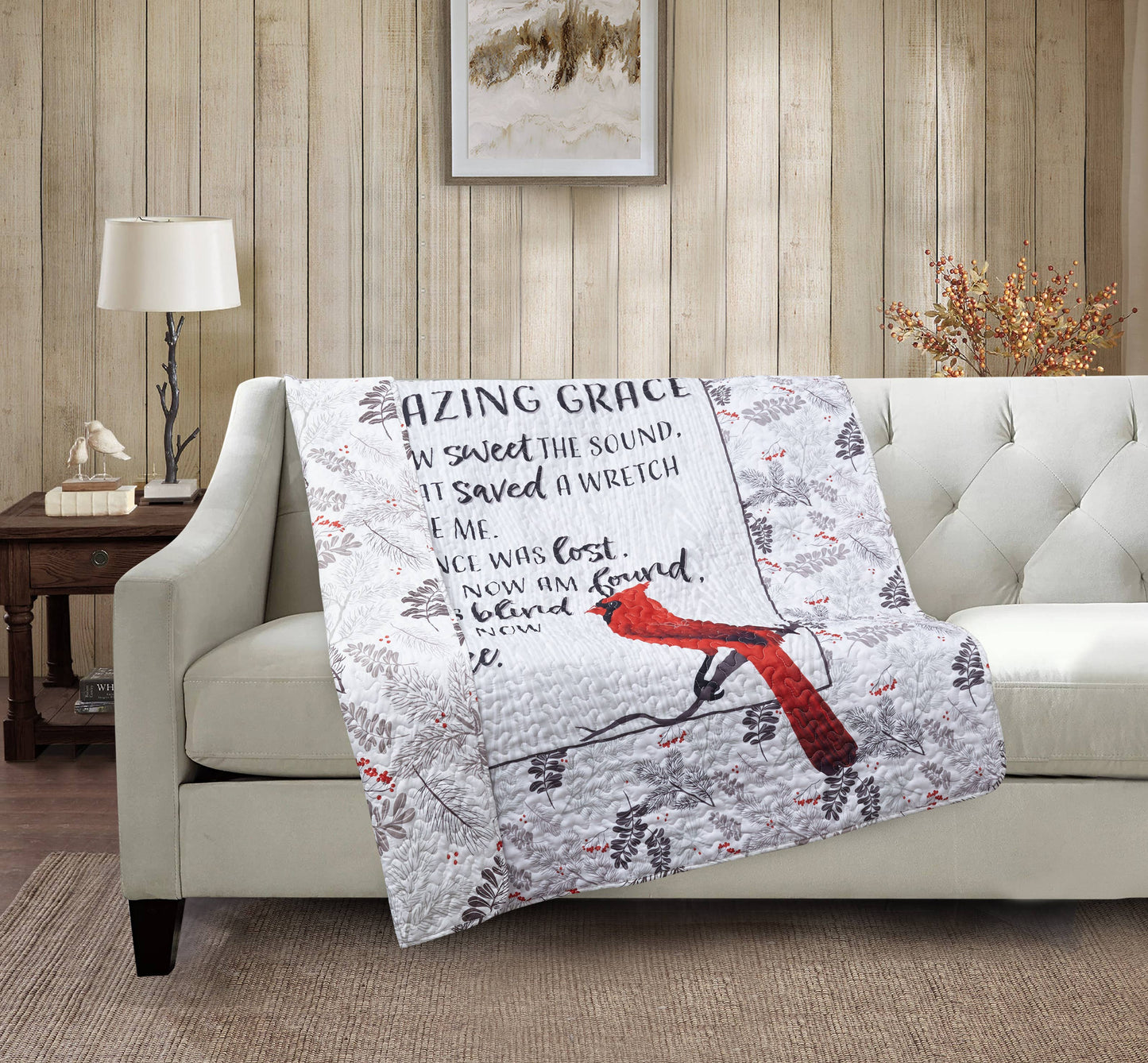 "Cardinals Amazing Grace" Inspirational Quilted Throw