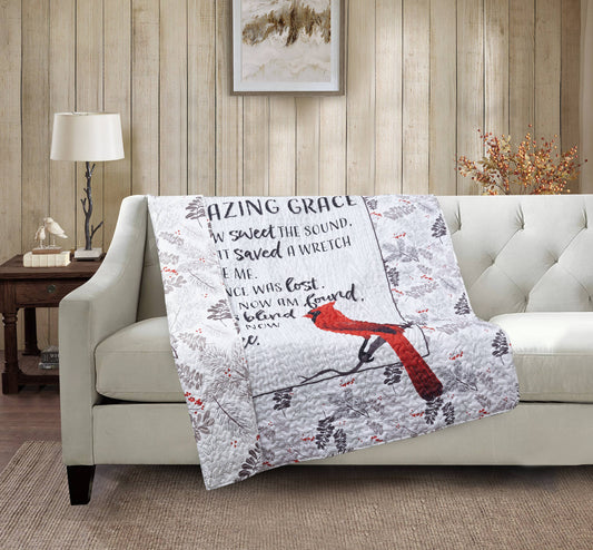 "Cardinals Amazing Grace" Inspirational Quilted Throw