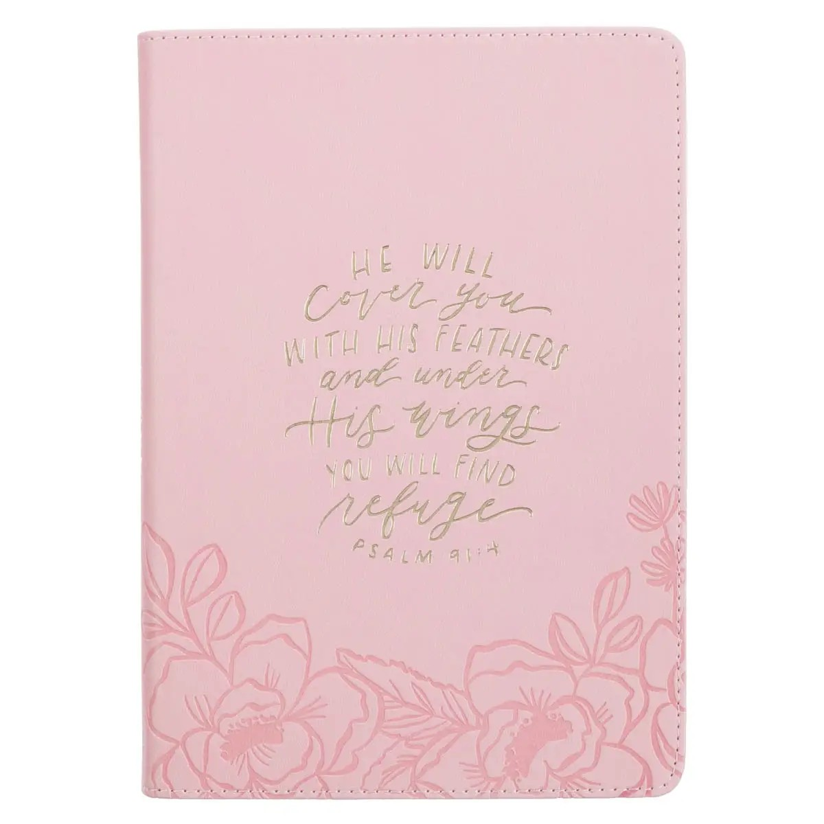 Journal zip Psalm 91:4 Pink Zip Journal