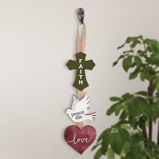 Faith Peace Love String Sign