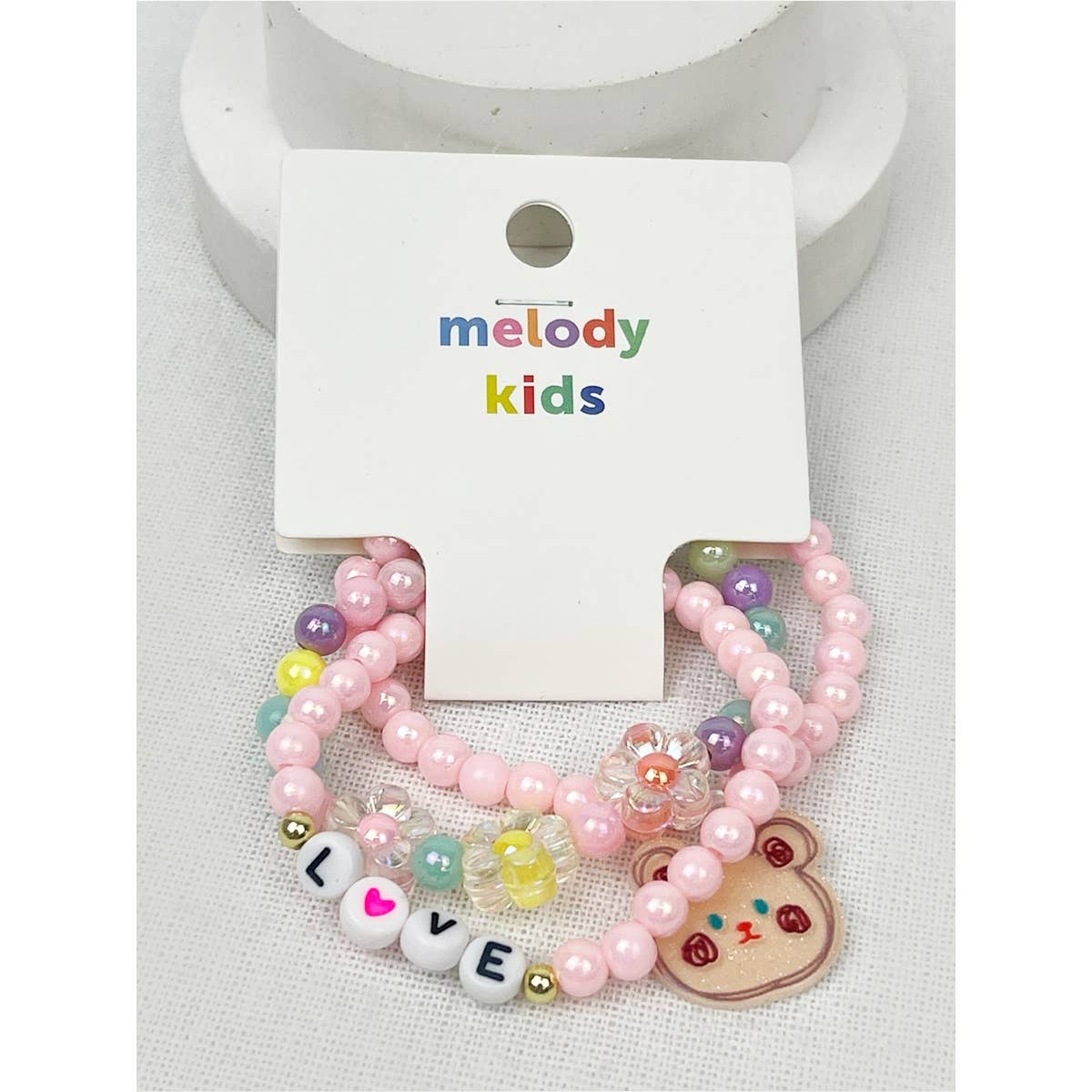 Love and Bear Theme Kids Layering Bracelet Set: Mixed Color