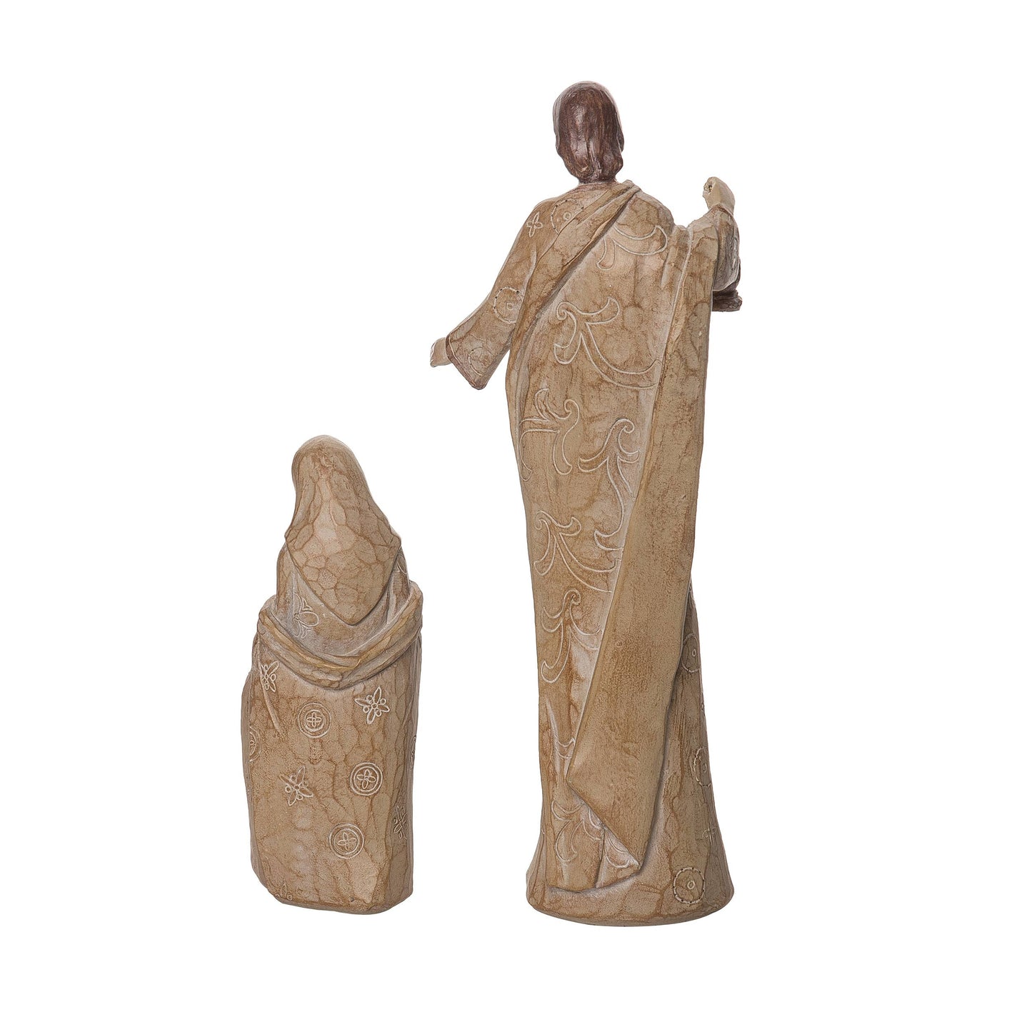 Nativity Family Set 2 Tan 12" Christmas decor Carved