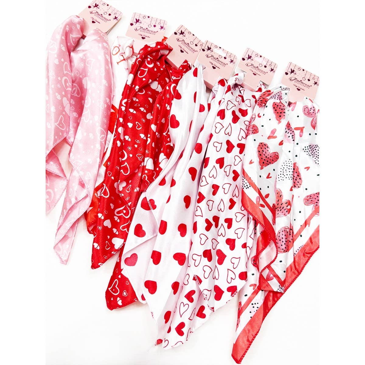 Multiuse Heart Print Satin Scarf: Mixes Color