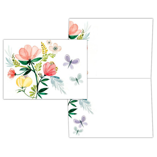Butterfly Floral Blank Note Cards