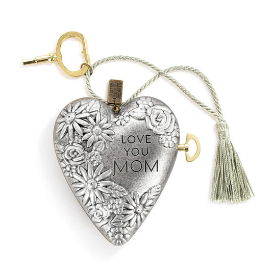 Love You Mom Musical Sculpted Art Heart