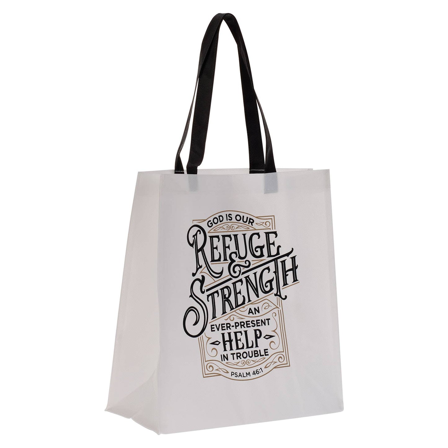 Tote White/Black Refuge & Strength Ps. 46:1
