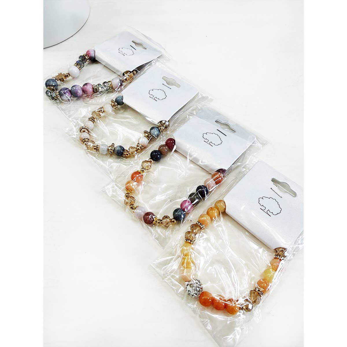 Soft Shades of Mix Bead Stretch Bracelets: Mixed Color