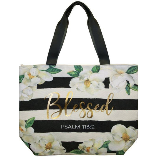 White Magnolias Blessed (Psalm 113:2) Canvas Handbag
