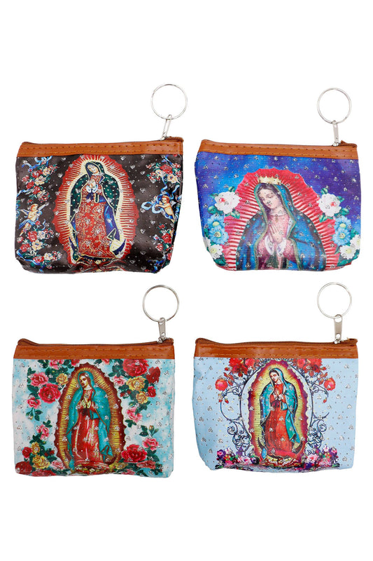 Leather Pouch- Our Lady of Guadalupe Glitter Zipper