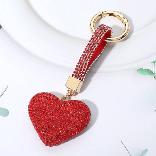 Bling Studded Heart Keychain / Bag Charm
: RED