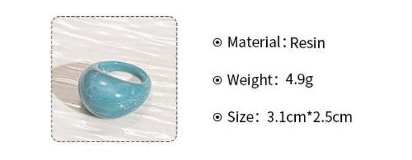 White Vintage Candy Resin Oval Geometric Ring