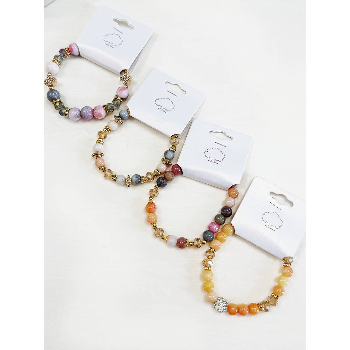 Soft Shades of Mix Bead Stretch Bracelets: Mixed Color