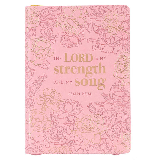 Journal Zip Pink My Strength & My Song Psalm 118:14