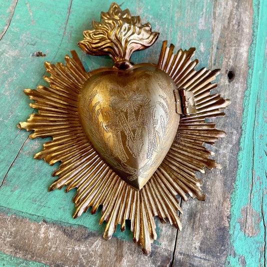 Flaming Sacred Gold Heart
