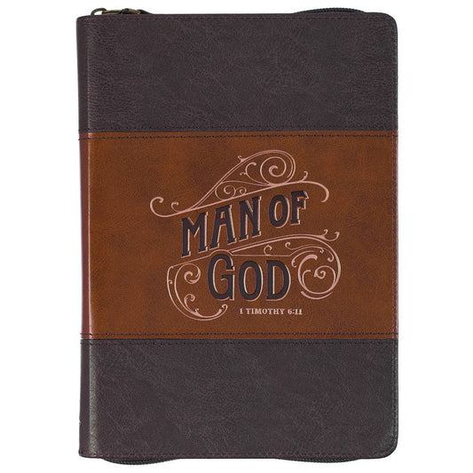 Journal Zip Brown 2tone Man of God 1 Tim. 6:11