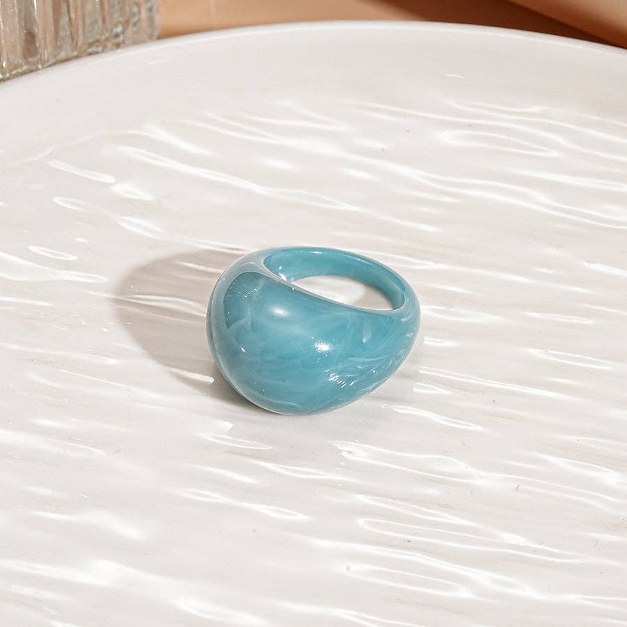 Blue Vintage Candy Resin Oval Geometric