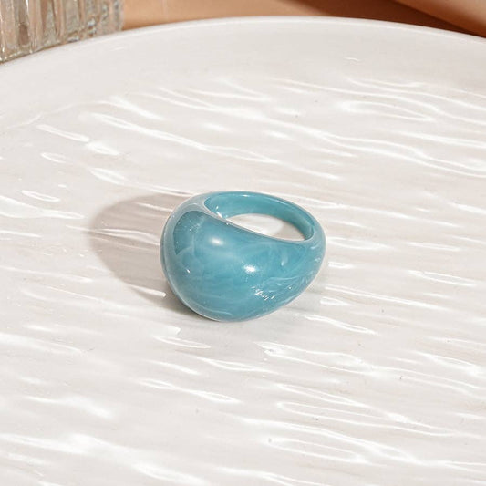 Blue Vintage Candy Resin Oval Geometric