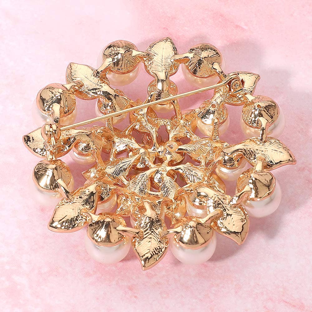 Emerald brooch Rhinestone Embellished Elegant Floral Pin