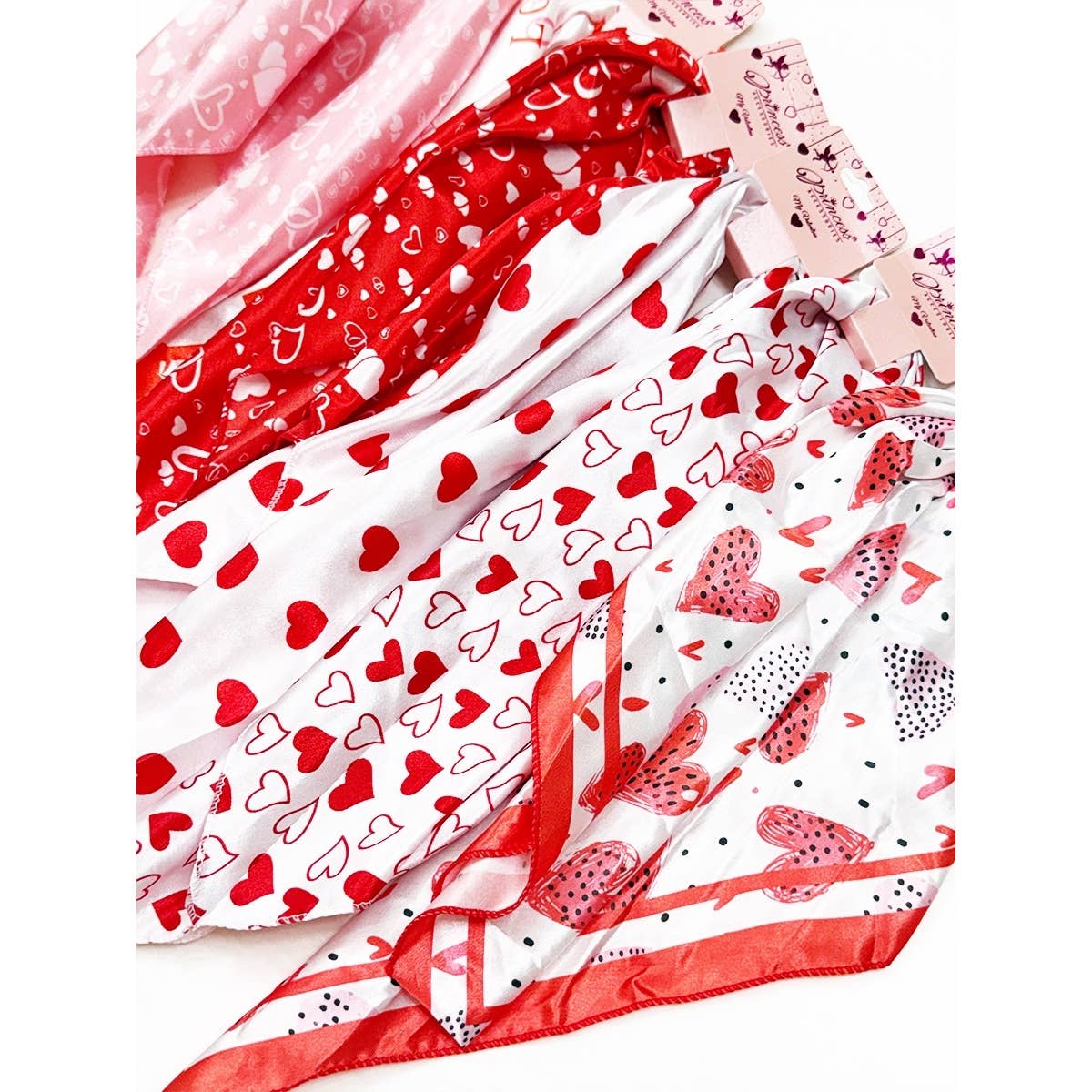 Multiuse Heart Print Satin Scarf: Mixes Color