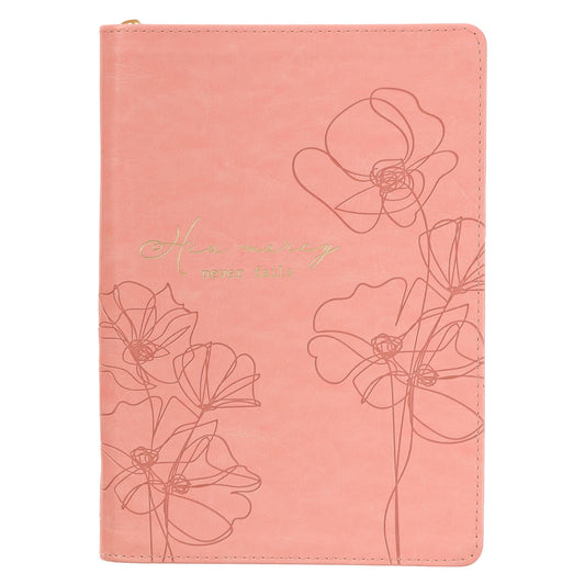 Journal Zip Pink His Mercy Never Fails