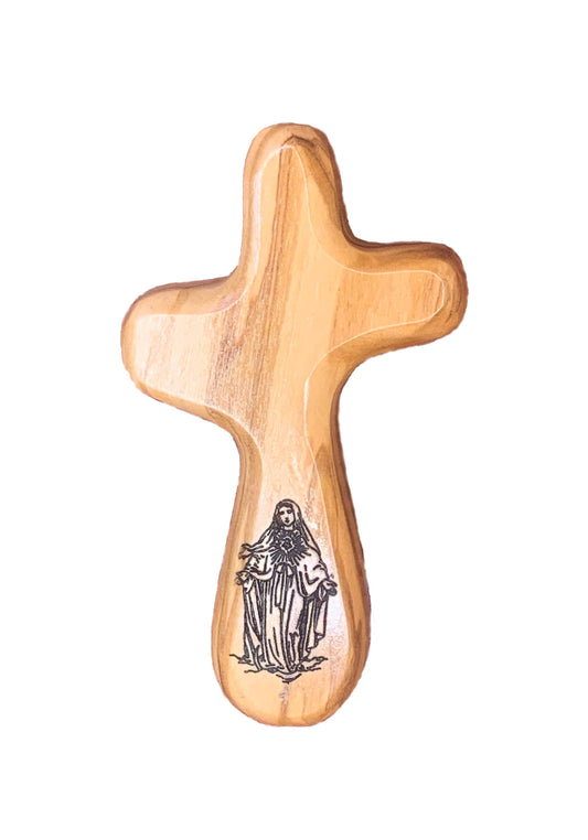 Virgin Mary Engraved Holding Cross