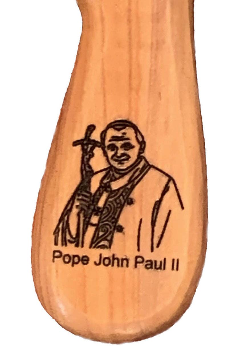Saint Pope John Paul II - Engraved Holding Cross