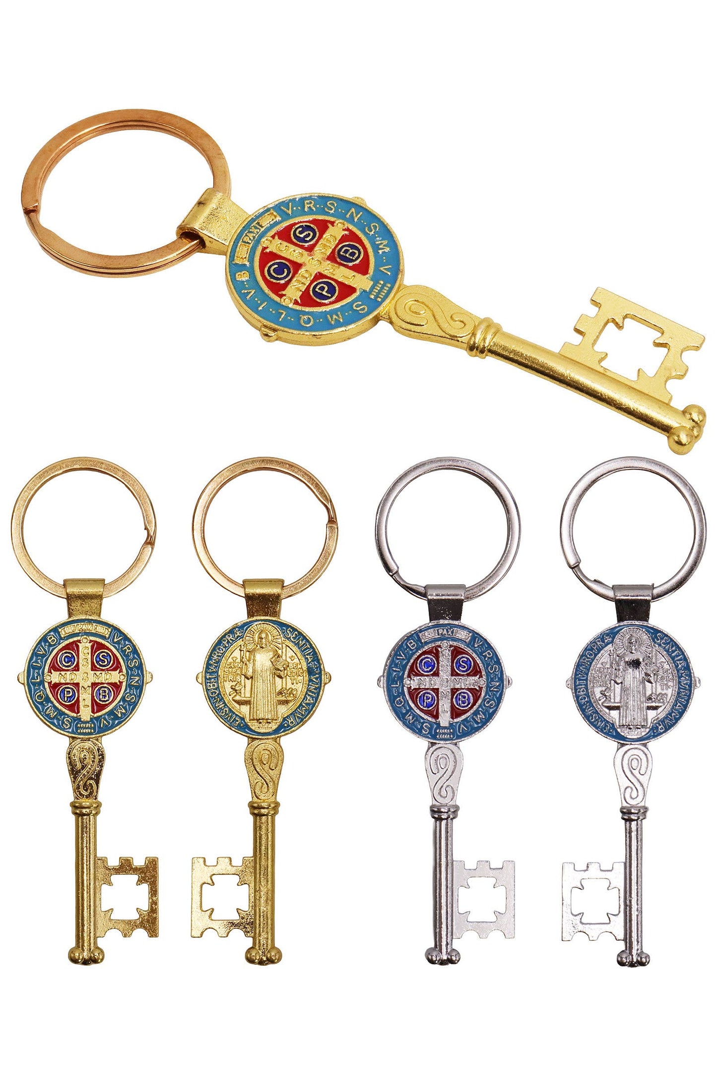 Key Chain- Enamel Saint Benedict Double Sided Key Chain