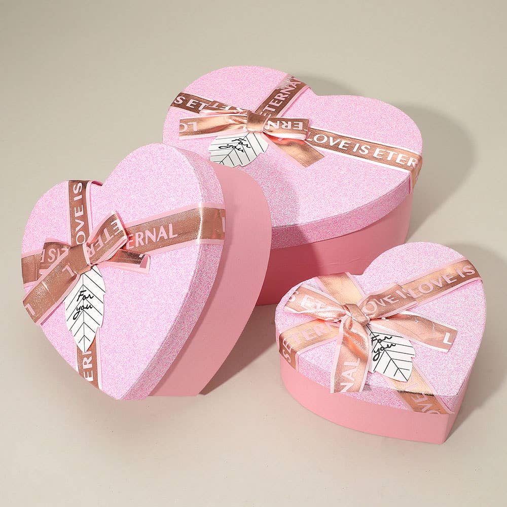 Heart Shaped LOVE Message Ribbon Gift Box - Pink  Large
