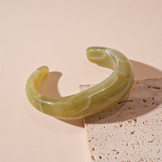Green Vintage Marbled Acrylic Bangle