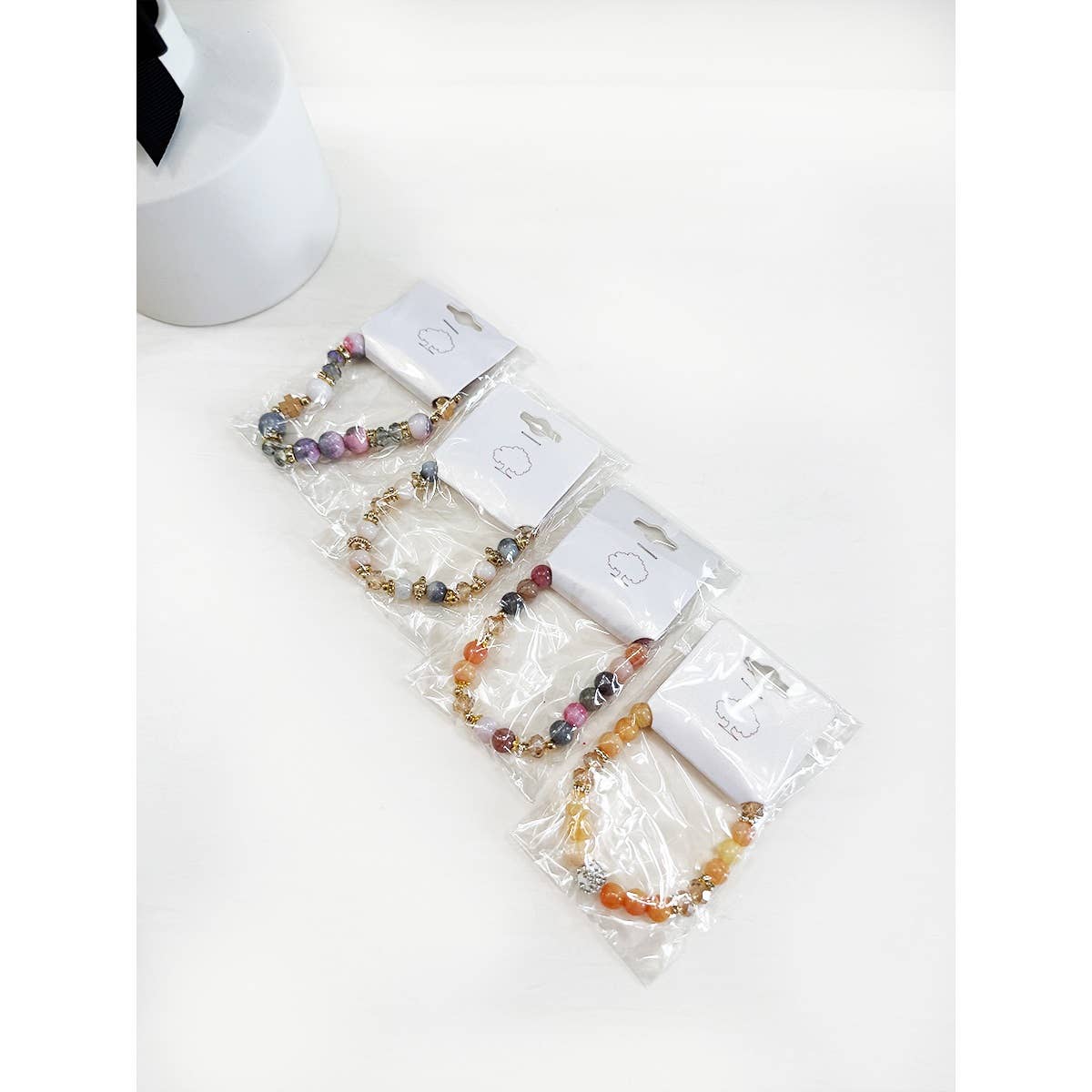 Soft Shades of Mix Bead Stretch Bracelets: Mixed Color