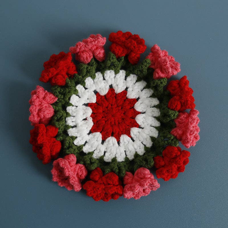 Red Handmade Crochet Lily of Valley Coaster