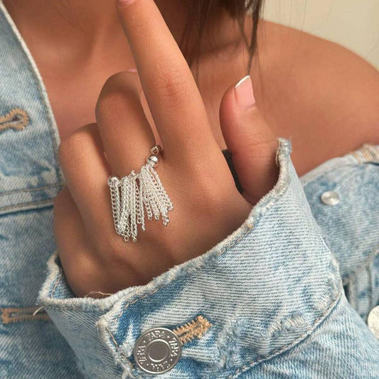 Chain Tassel Ring 18K Gold