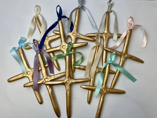 Large Cross heart Ornament: Sage