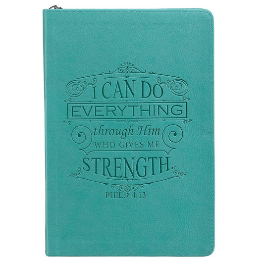 Journal Zip Teal I Can Do Everything Phil. 4:13