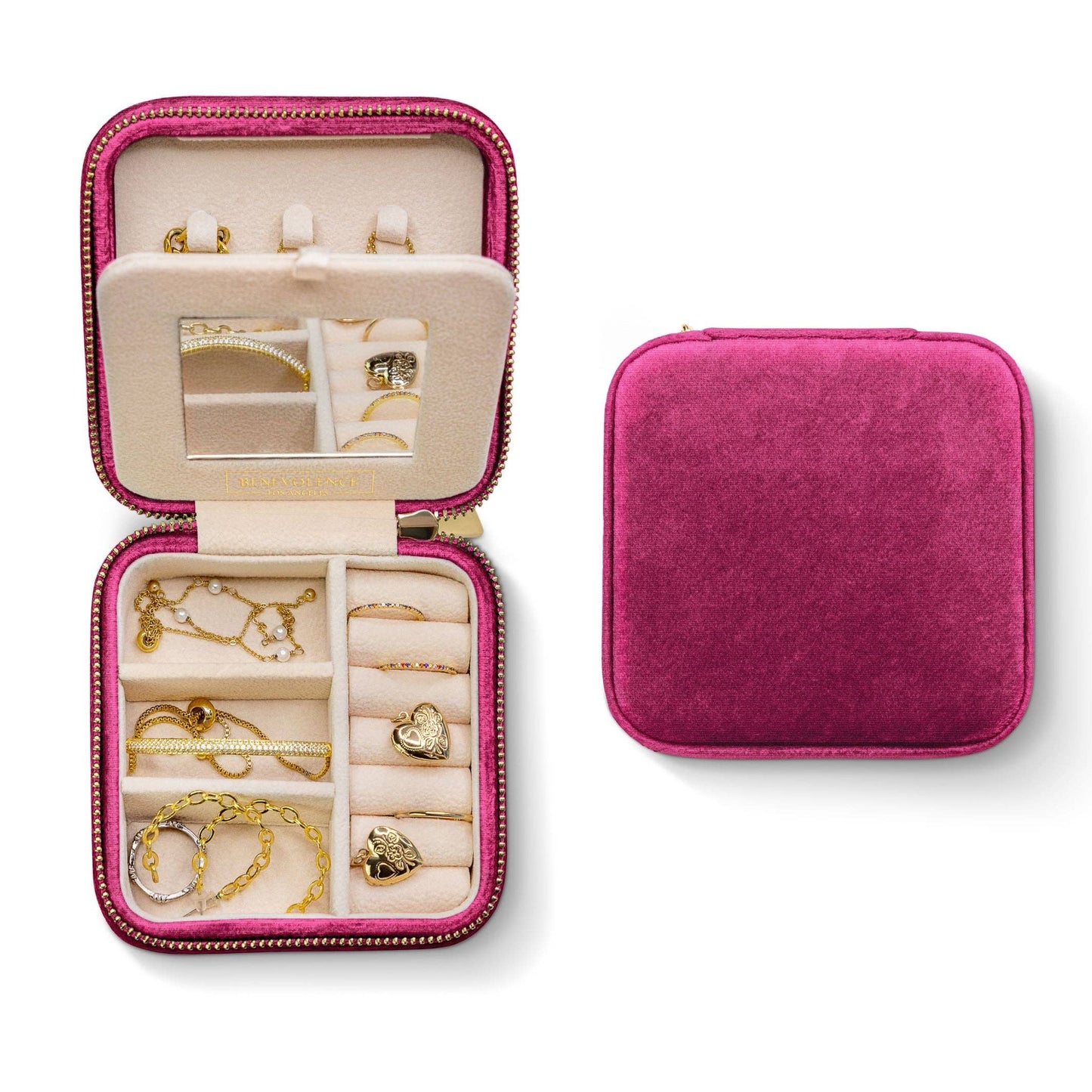 Pink Velvet Square Jewelry Box
