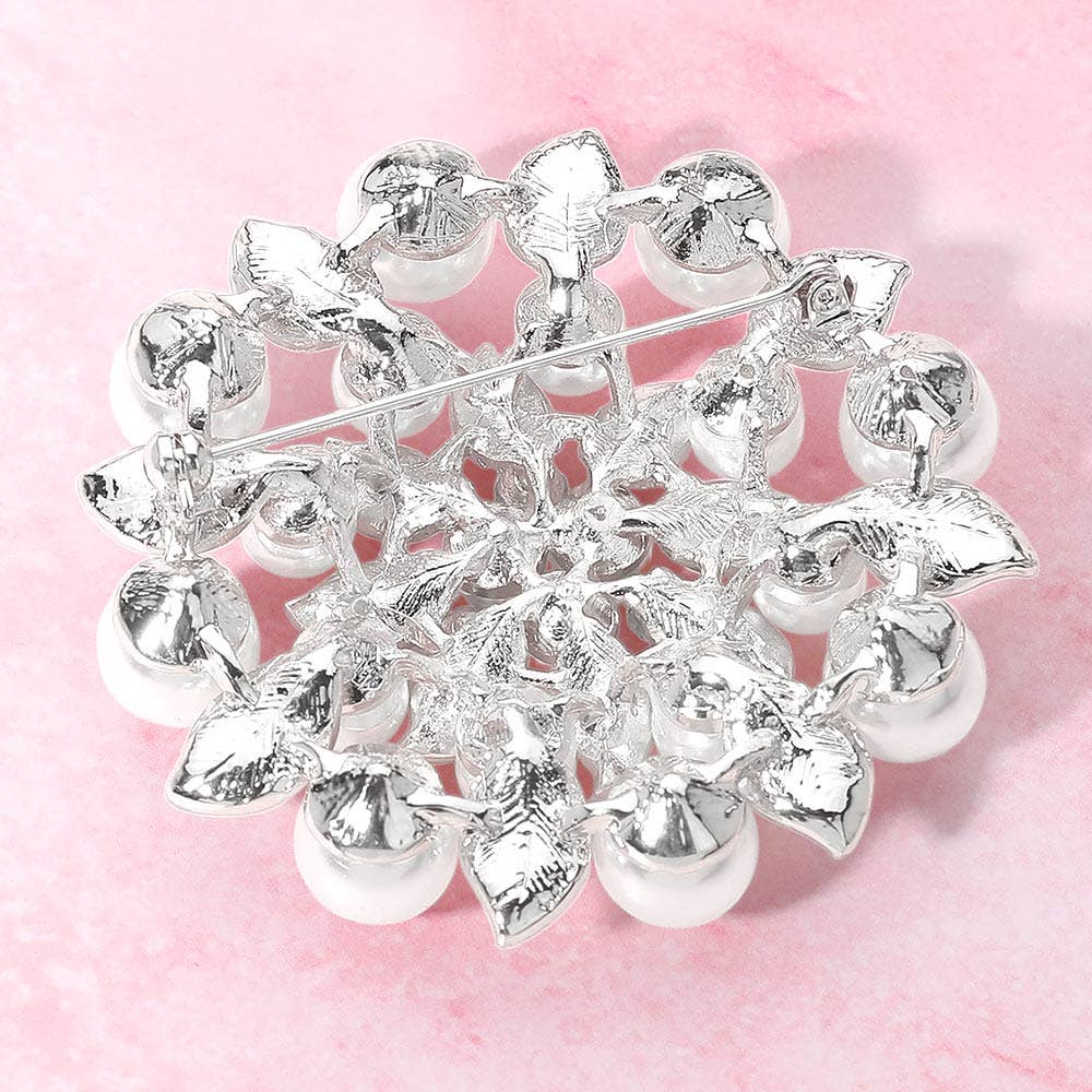 Emerald brooch Rhinestone Embellished Elegant Floral Pin